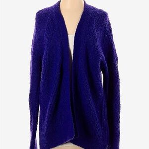 Anthropologie Purple Cardigan Sweater Open Front
